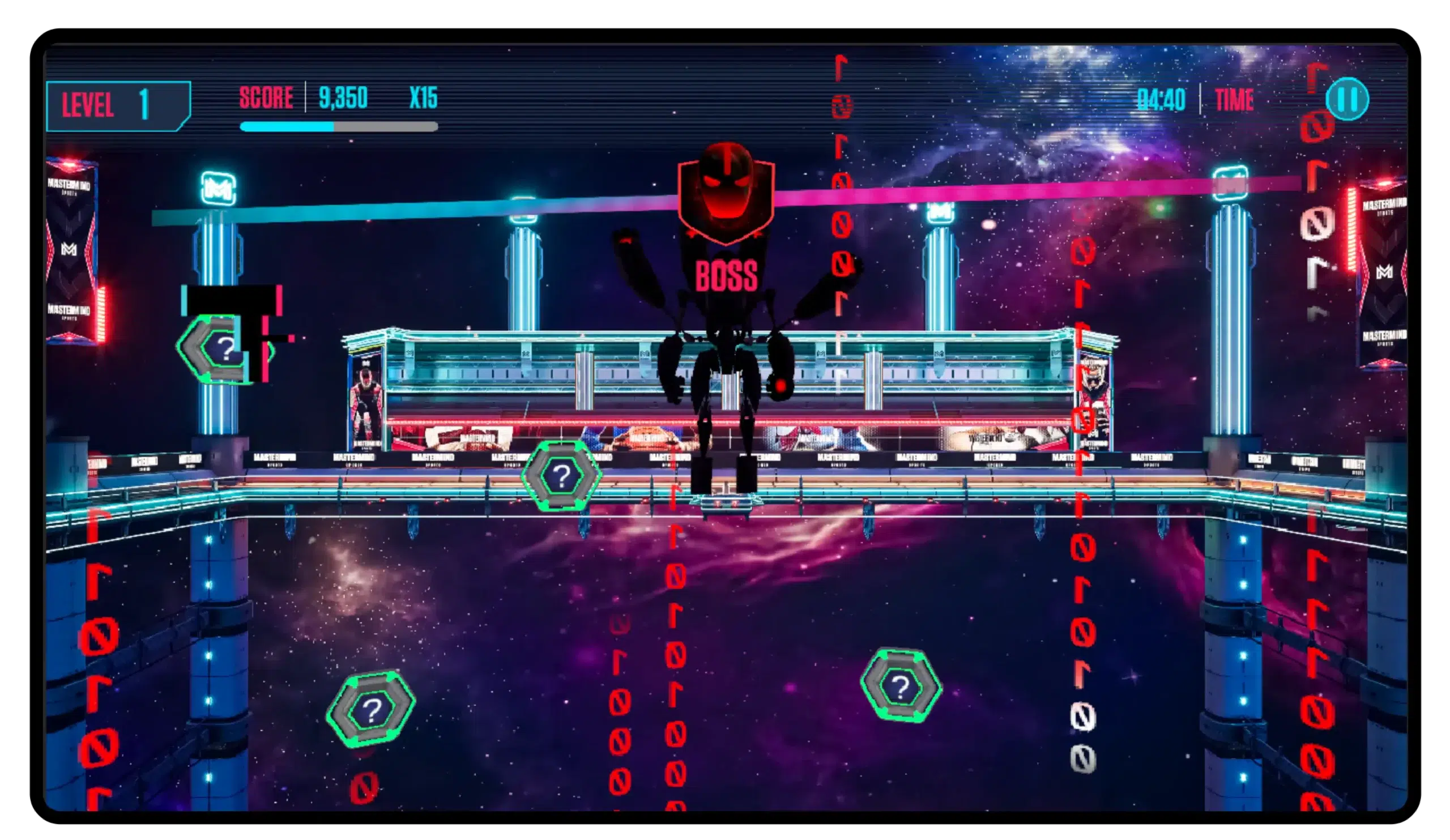 Mastermind game mode with a neon track