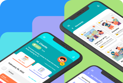 Atom app screens on phones